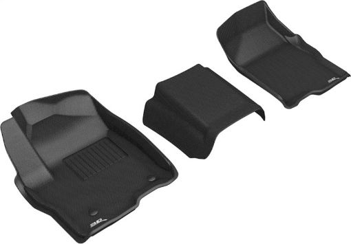 Picture of 3D MAXpider 19 - 21 GMC Sierra Silverado DoubleCrew Bench Seat Kagu 1st Row Floormats - Black