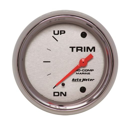 Picture of Autometer Marine Chrome Gauge 2 - 58in Electric Trim Level Gauge 0OHM Down - 90OHM Up